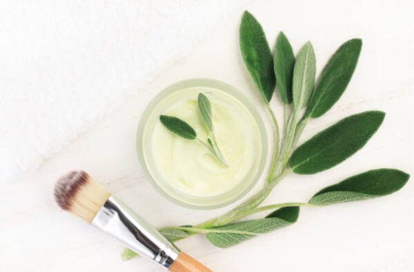 Top view homemade skincare preparation.